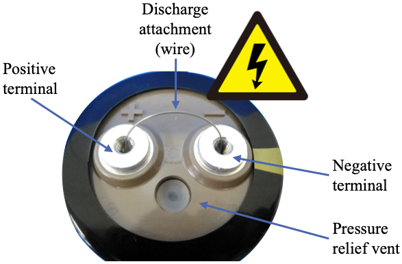 Figure 22 Typical screw terminal of aluminum electrolytic capacitor and discharge attachment