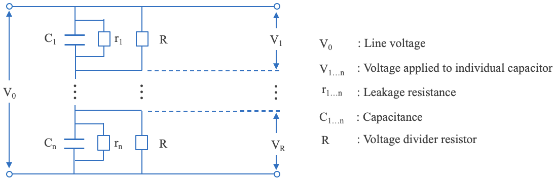 Figure 26 Equivalent circuit diagram of series connected capacitors