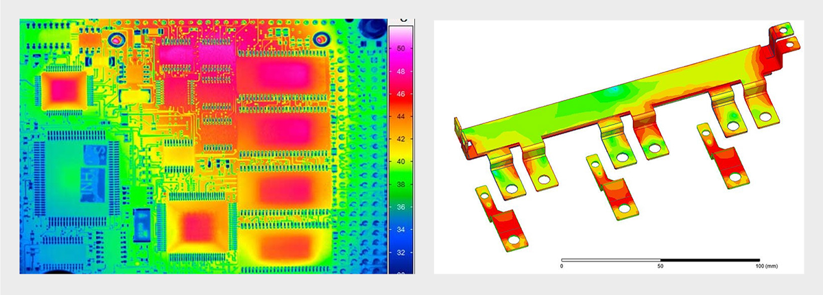 Figure 5 Temperature distribution of circuit board and bus-bar Figure 5 Temperature distribution of circuit board and bus-bar