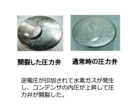 図18 逆電圧印加による圧力弁の開裂 図18 逆電圧印加による圧力弁の開裂