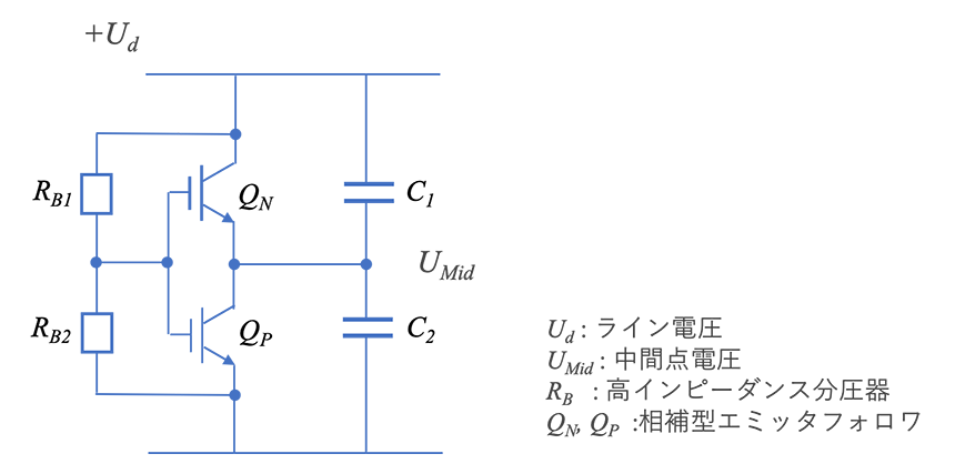 図22 中間点電圧UMidを安定させ損失を改善した電圧バランシング回路 図22 中間点電圧UMidを安定させ損失を改善した電圧バランシング回路